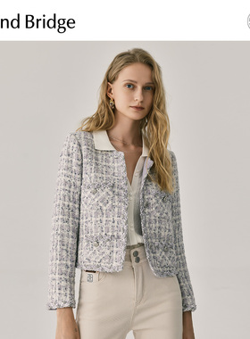 MB MindBridge2025秋季紫色小香风外套女士法式温柔气质上衣