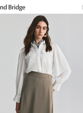 MindBridge2025年秋纯色长袖衬衫女士简约通勤衬衣肌理感上衣