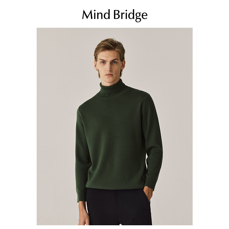 MB MindBridge百家好2024新款多色高领针织衫冬季男韩版简约毛衣