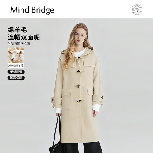 MindBridge连帽中长款大衣