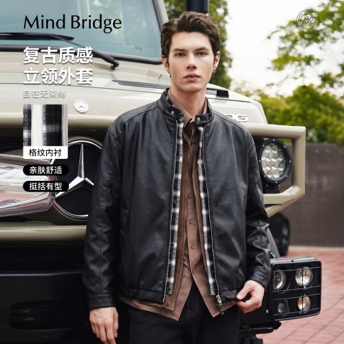 MindBridge假两件PU皮外套