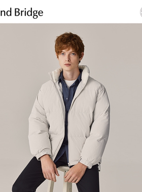 MB MindBridge冬季男士短款鸭绒羽绒服2025年纯色立领面包服