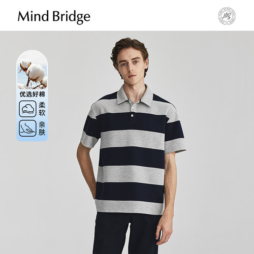 MindBridge条纹短袖polo衫