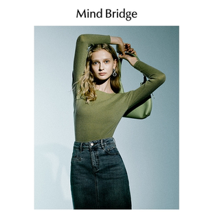 毛衣无缝一体上衣秋季 长袖 圆领针织 Bridge2025年女士薄款 Mind