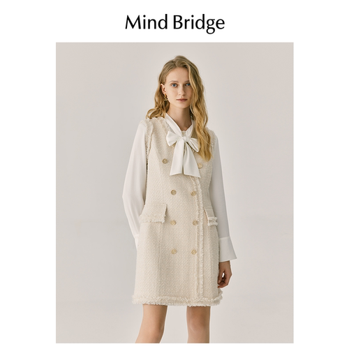 MindBridge小香风无袖连衣裙