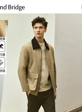 Mind Bridge2026年春新款灯芯绒翻领宽松夹克男士复古工装外套
