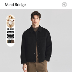 Mind Bridge2024新款翻领双面毛呢外套冬季羊毛夹克男士短款大衣