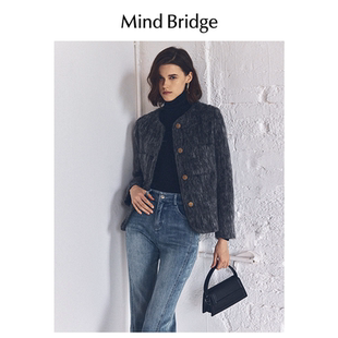 毛呢外套 新款 MindBridge百家好2024女士小香风圆领羽绒服冬季