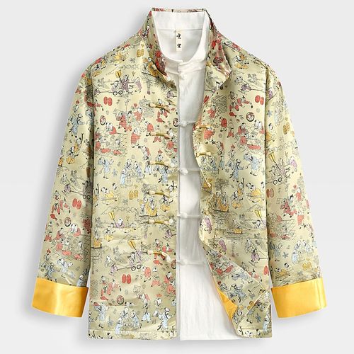 玄笙中国风男装唐装桑蚕丝外套男