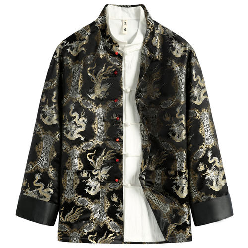 玄笙龙凤呈祥印花唐装男春季新款