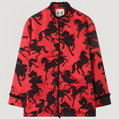 唐装 红色本命年中式 棉服男冬季 马年印花外套男水貂立领盘扣上衣男