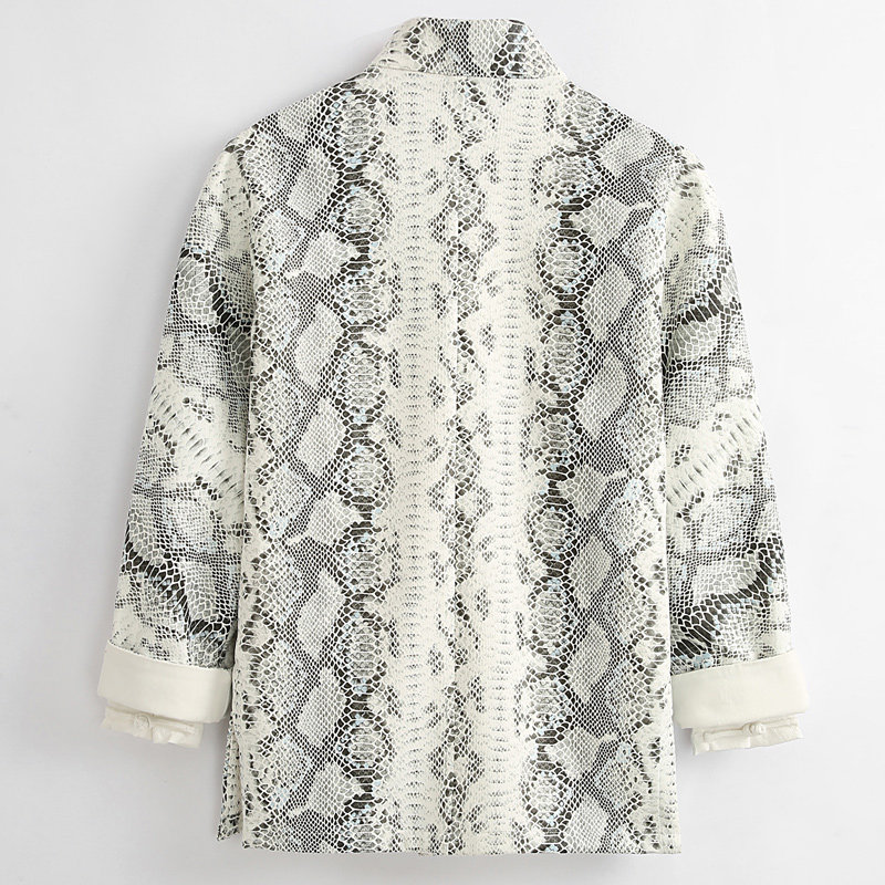 TANG MENS SPRING CHINESE STYLE YOUNG FASHION PRINT NATIONAL TIDE SNAKESKIN PATTERN JACKET HANDMADE CHINESE STYLE BUCKLE TOP