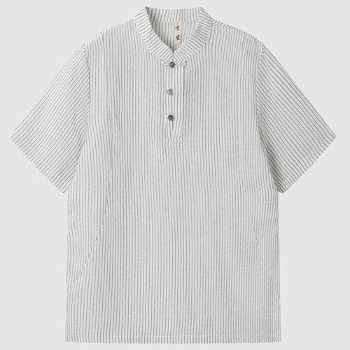 夏季新中式立领条纹短袖唐装男