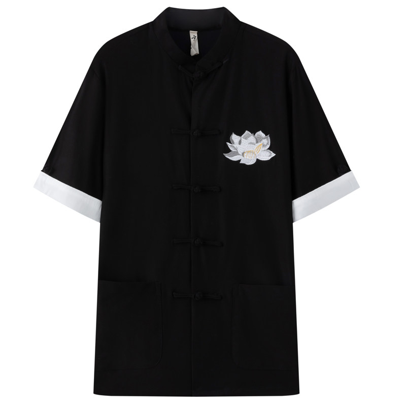 《断码清仓》唐装男国潮夏季男中式改良手工盘扣立领荷花刺绣外套,男装,唐装,淘宝优惠券,粉丝福利购,淘宝优惠卷