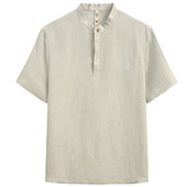 夏季 国潮如意刺绣上衣男 T恤宽松薄款 唐装 男亚麻短袖