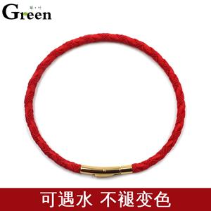 可穿硬金转运珠饰品红色手绳 新款编织男女生情侣款本命年手链