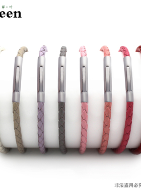 哑光银按扣可穿3d琉璃珠手绳硬金