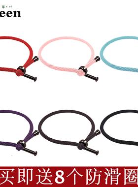 （啡色扣）diy串珠红色米兰绳手链可穿3D硬黄金转运珠男女款手绳