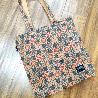 软木面花砖托特包单肩包帆布包