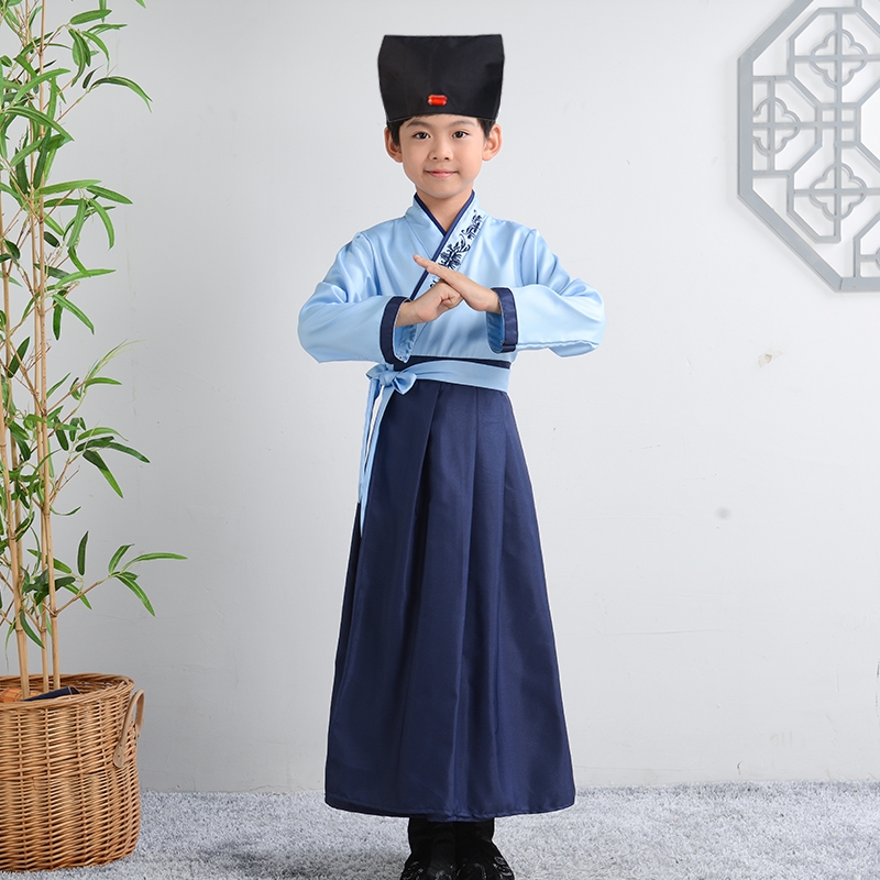 汉服帽子男童儿童宝宝书生唐宋古代风袍装圆领帷帽李白头饰国学秀