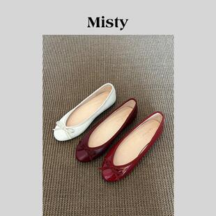 Misty雾屿女鞋2025年春秋新款复古百搭平底芭蕾鞋女浅口真皮包鞋