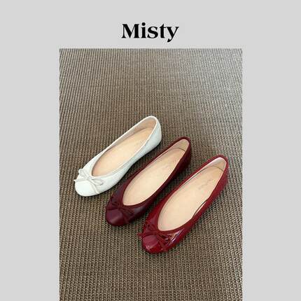 Misty雾屿女鞋2025年春秋新款复古百搭平底芭蕾鞋女浅口真皮包鞋