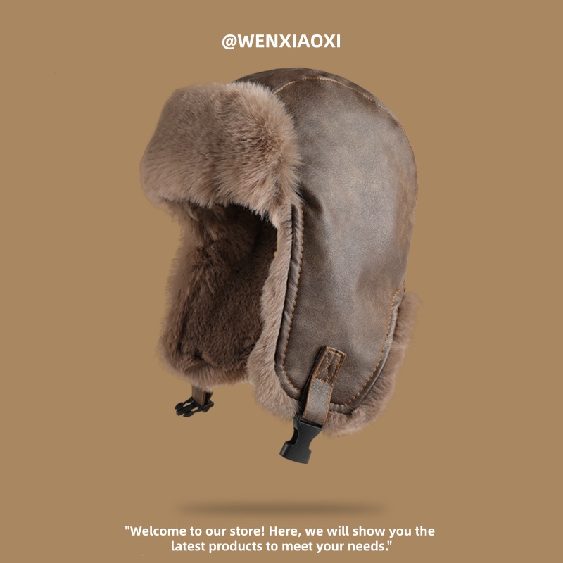 复古男女冬季户外骑车防寒雷锋帽