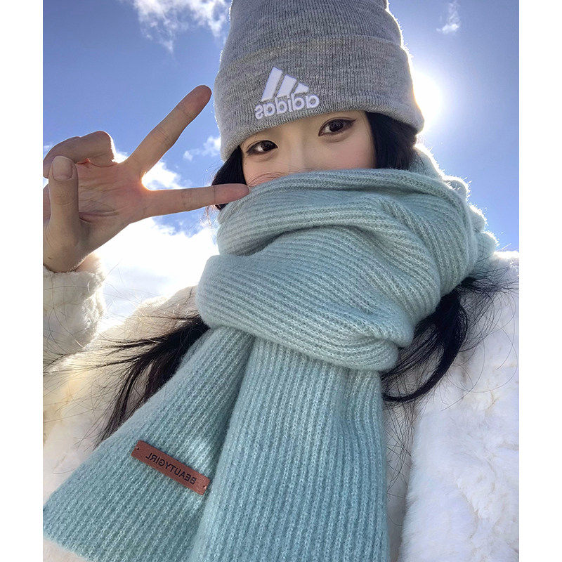 冰岛蓝高品质纯色针织围巾女秋冬保暖百搭高级感羊毛防风围脖经典,服饰配件/皮带/帽子/围巾,围巾/丝巾/披肩,淘宝优惠券,粉丝福利购,淘宝优惠卷