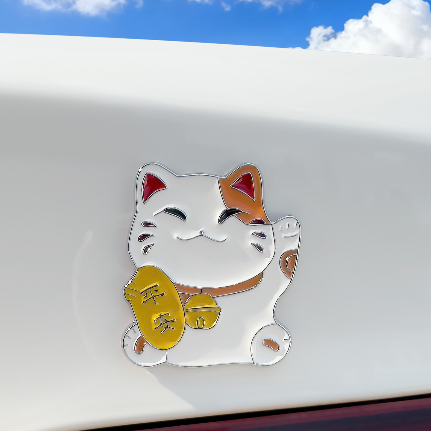 招财猫金属车贴汽车划痕遮