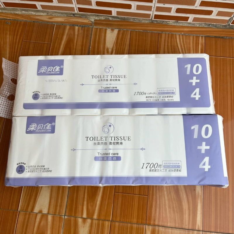 柔贝佳无芯卷纸1700克14卷172高竹浆宿舍家庭专用湿水可用卫生纸