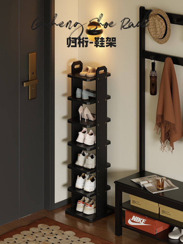鞋架多层家用门口出租房用室内简易小型儿童木质实木简约窄置物架
