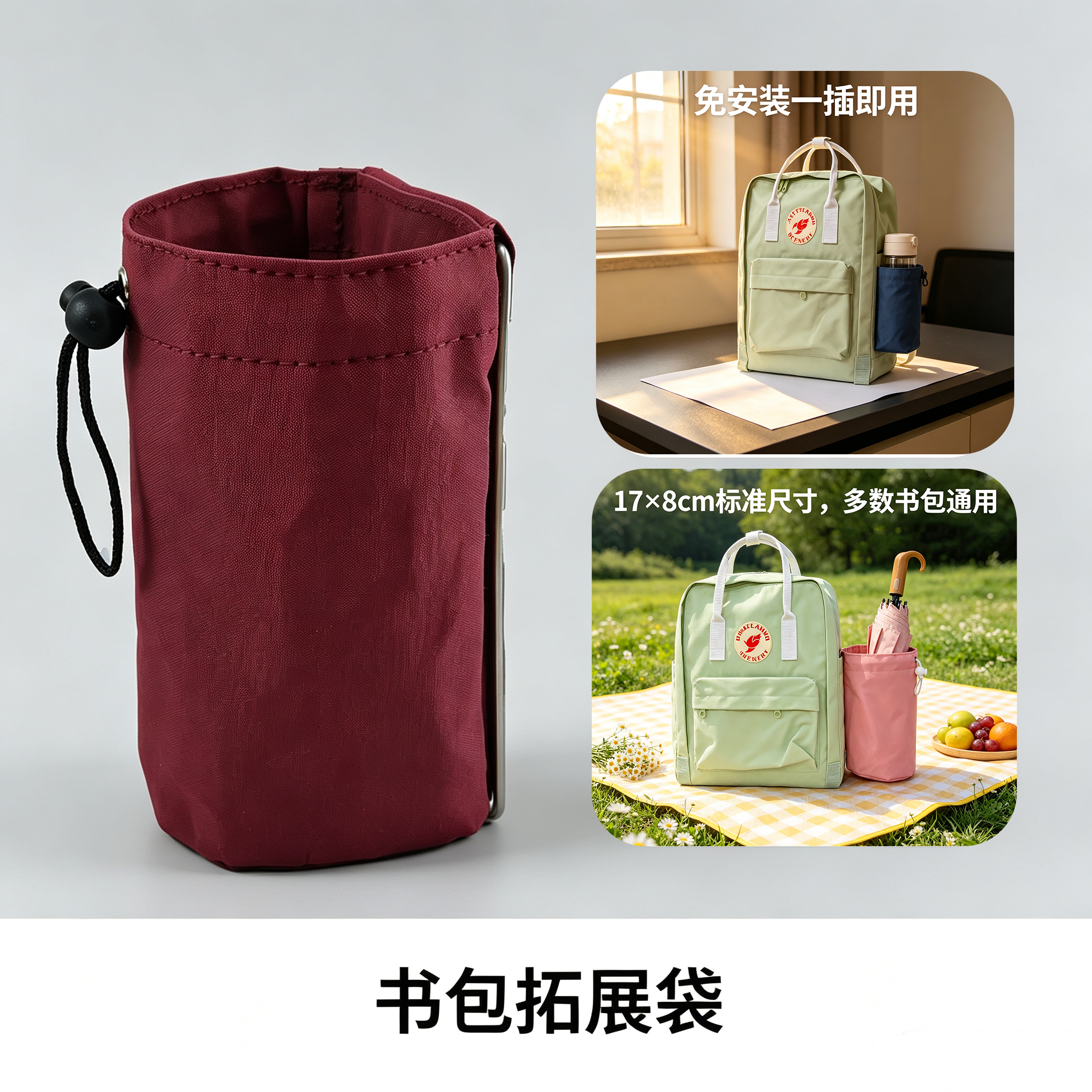 妈咪包侧壁扩容袋 母婴包两侧多功能袋 分类收纳水杯雨伞水壶奶瓶