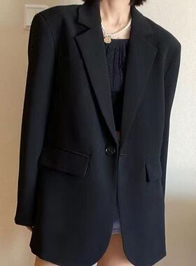 黑色西装外套女气质设计感韩版西服宽松休闲显瘦上衣春秋小西装