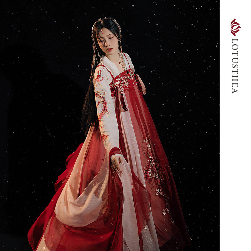 汉尚华莲龙母归原创唐制汉服复刻近8米大摆龙纹重工刺绣齐胸破裙