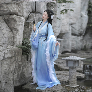 汉尚华莲原创汉服女[相思诺]战国袍刺绣连衣裙子仙气套装夏季