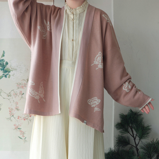 汉尚华莲宋制改良汉服女[寻芳]针织对襟衫飞机袖日常早春套装