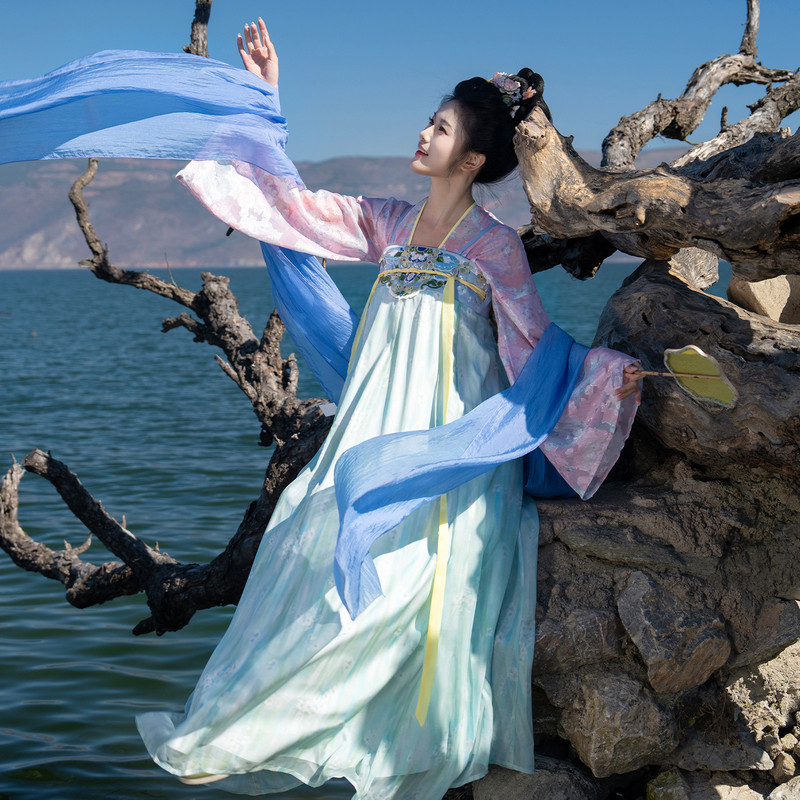 汉尚华莲唐制齐胸襦裙[悠然]汉服女国风重工刺绣连衣裙对襟衫春夏