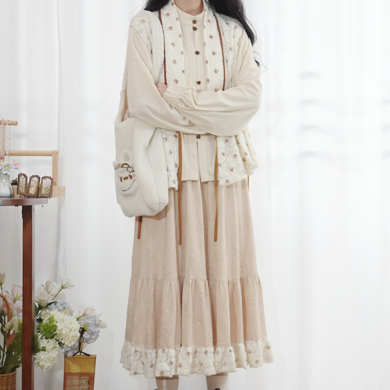 汉尚华莲[奶茶啵啵]原创汉服女改良蕾丝比甲半身裙早春日常套装,女装/女士精品,汉服套装,淘宝优惠券,粉丝福利购,淘宝优惠卷