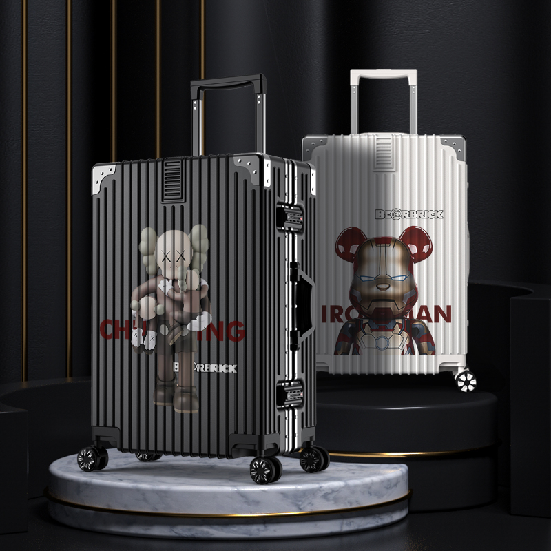 暴力熊涂鸦行李箱女20寸小型拉杆箱2021新款密码皮箱子男结实耐用