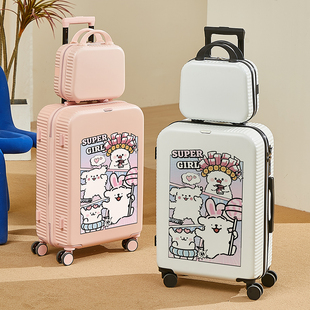 多功能2025行李箱涂鸦线条狗旅行箱男大容量学生拉杆箱登机密码箱