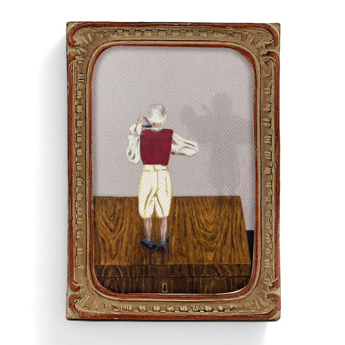 RUVER中古做旧手工小画Mamma Andersson艺术作品 装饰画摆件相框