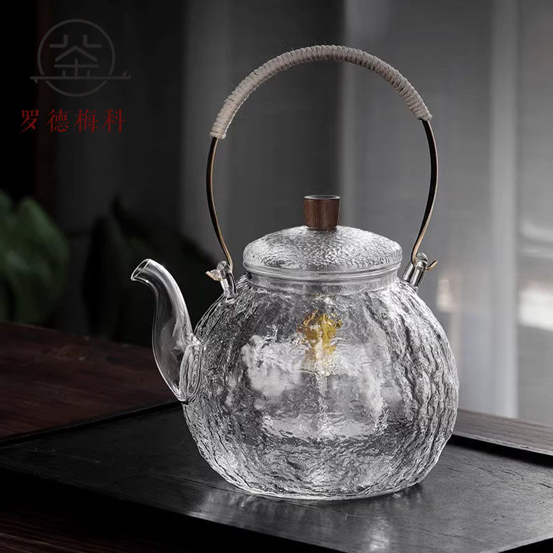 罗德梅科锤纹玻璃茶壶蒸煮两用大容量提梁壶电陶炉耐高温茶具套装