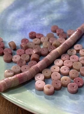 天然红纹石6*3mm直切药片珠散珠手工diy串珠手链项链饰品配件X531