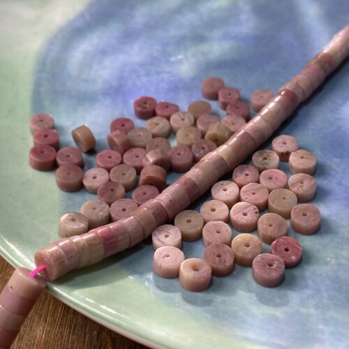 天然红纹石6*3mm直切药片珠散珠手工diy串珠手链项链饰品配件X531