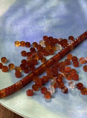 天然红玛瑙4*2mm直切药片珠散珠手工diy串珠手链项链饰品配件X514