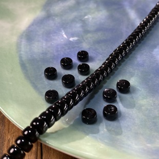 天然黑玛瑙7*4mm直切药片珠散珠手工diy串珠手链项链饰品配件X431
