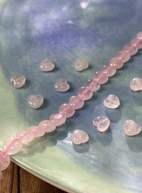 天然粉水晶6mm爱心珠散珠子手工diy串珠手链项链饰品配件材料X407