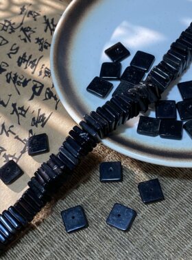 天然黑曜石11*3mm方形隔片珠手工diy串珠项链饰品配件材料X663