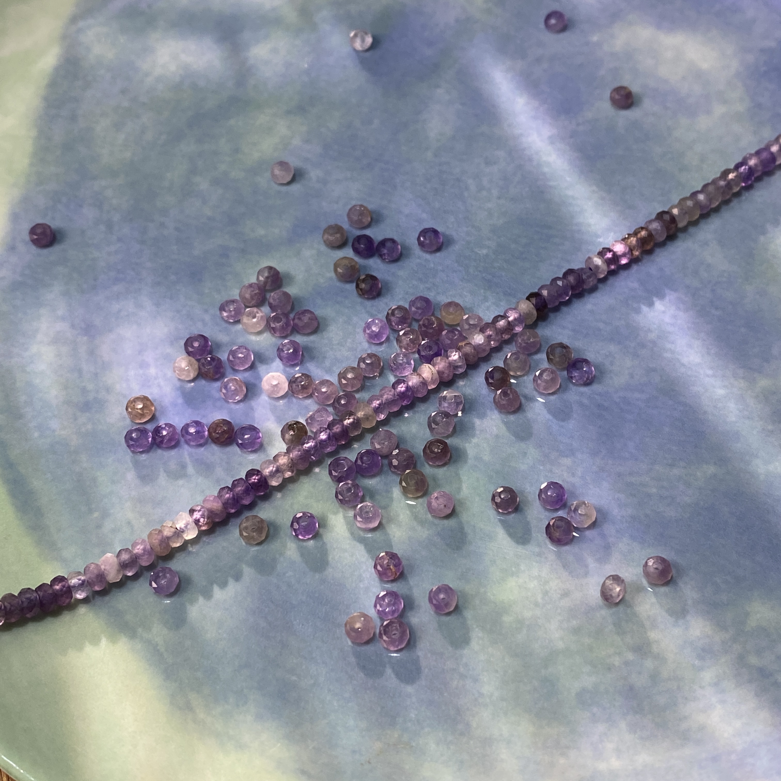 天然紫水晶切面扁珠2*4mm散珠手工diy串珠手链项链饰品配件S406