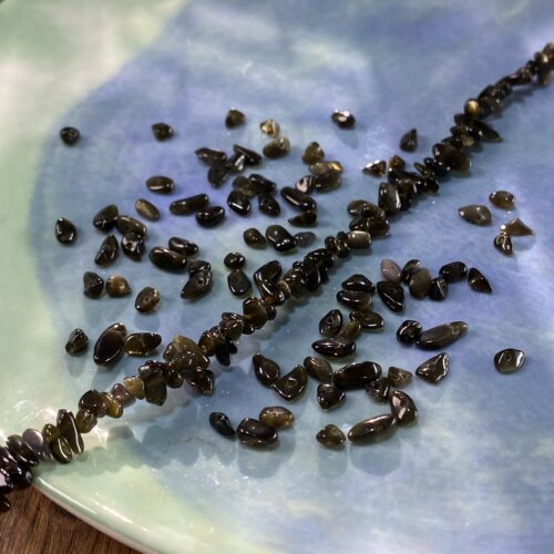 天然金曜石3*5mm有孔碎石手工diy串珠手链项链饰品配件材料S958